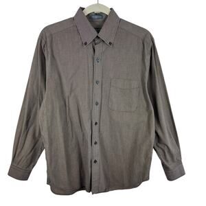 Lyle & Scott 100% Combed Cotton Brown Tan Checkered Long Sleeve Button Down Sz M